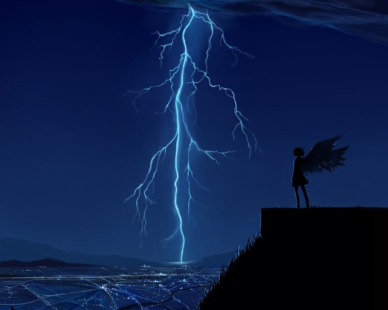 Angel on a Cliff — Blue, Dramatic