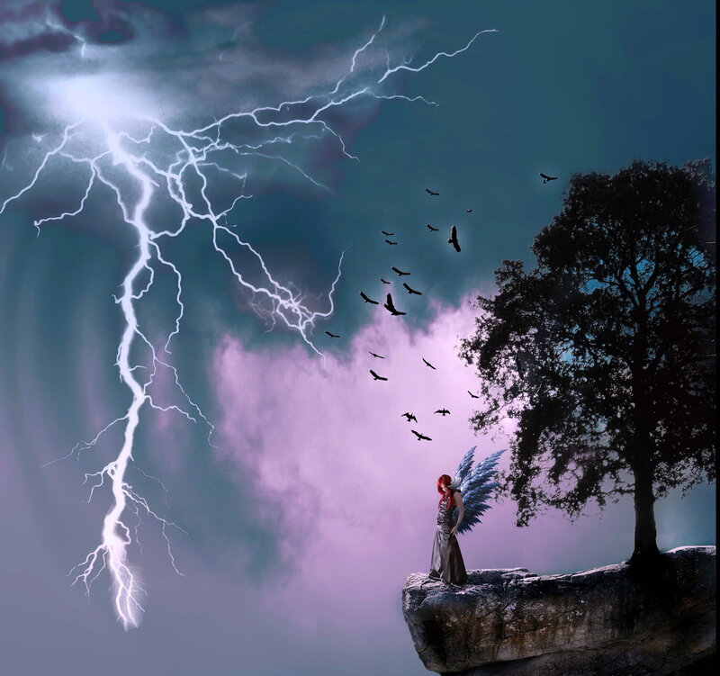 Angel on a Cliff — Purple