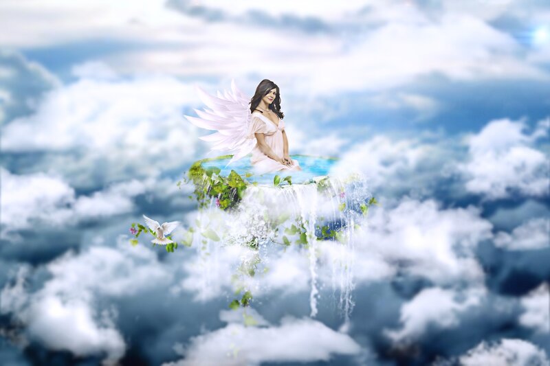 Angel on a cloud island