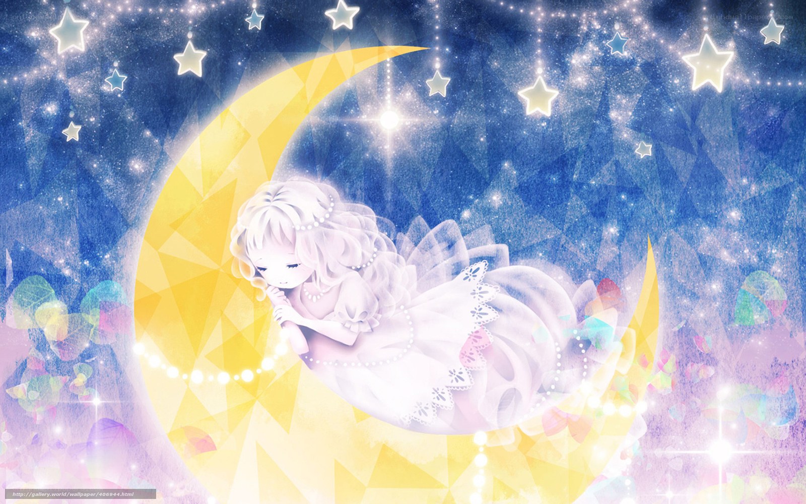 Angel on a crescent moon