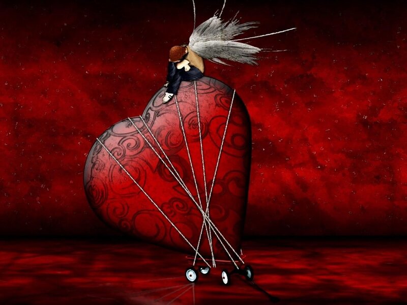 Angel on a heart cart