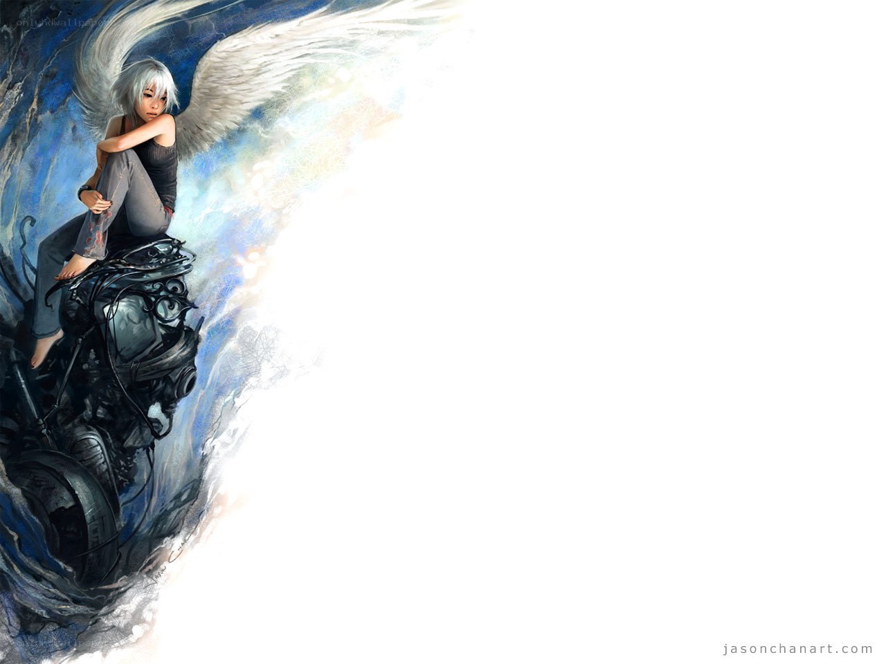 Angel on a mechanical throne