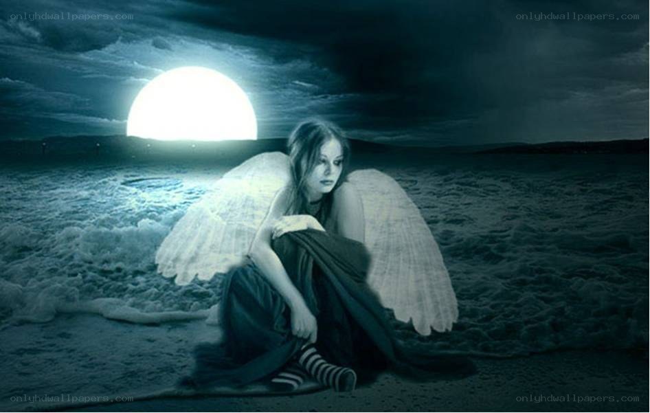 angel on a moonlit beach