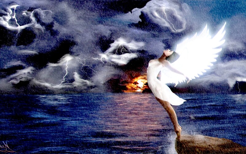Angel on a Rock — Blue, Dramatic