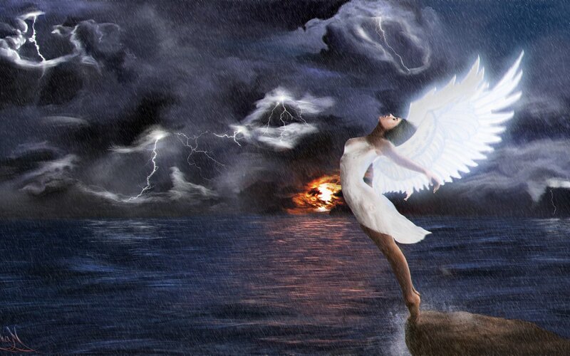 Angel on a Rock — Dark Blue