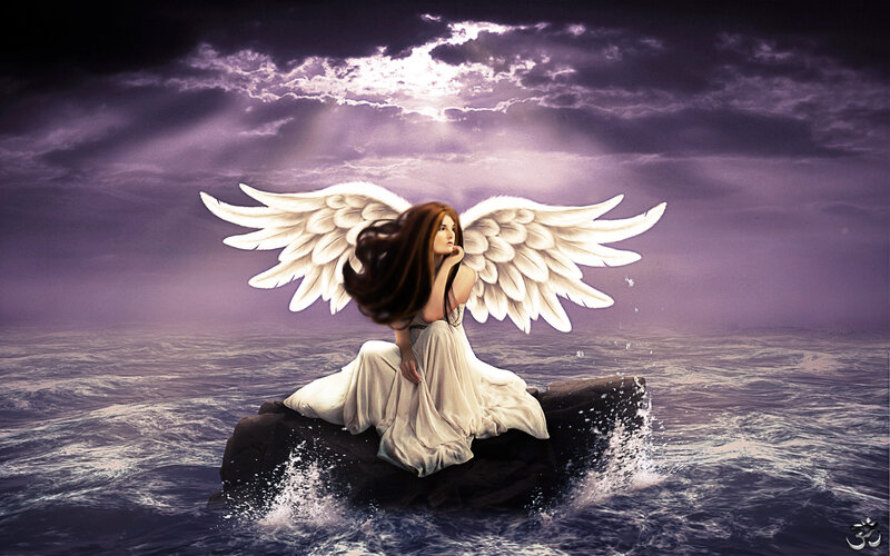Angel on a Rock — Purple, Dramatic