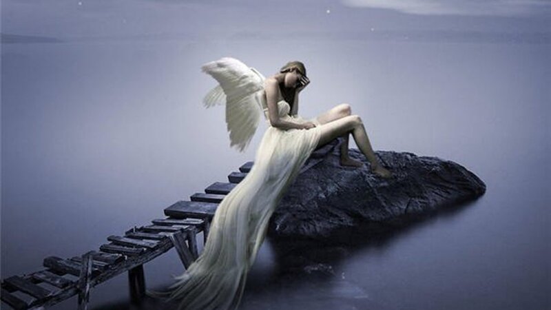 Angel on a Rock — White