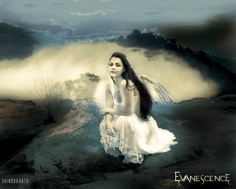 Angel on a rocky hill