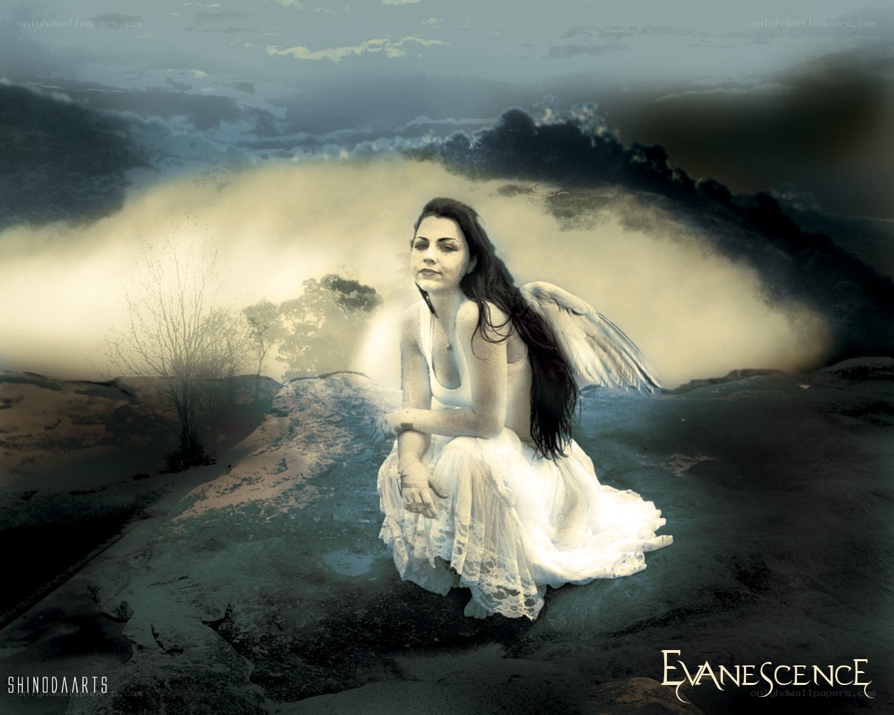 Angel on a rocky hill