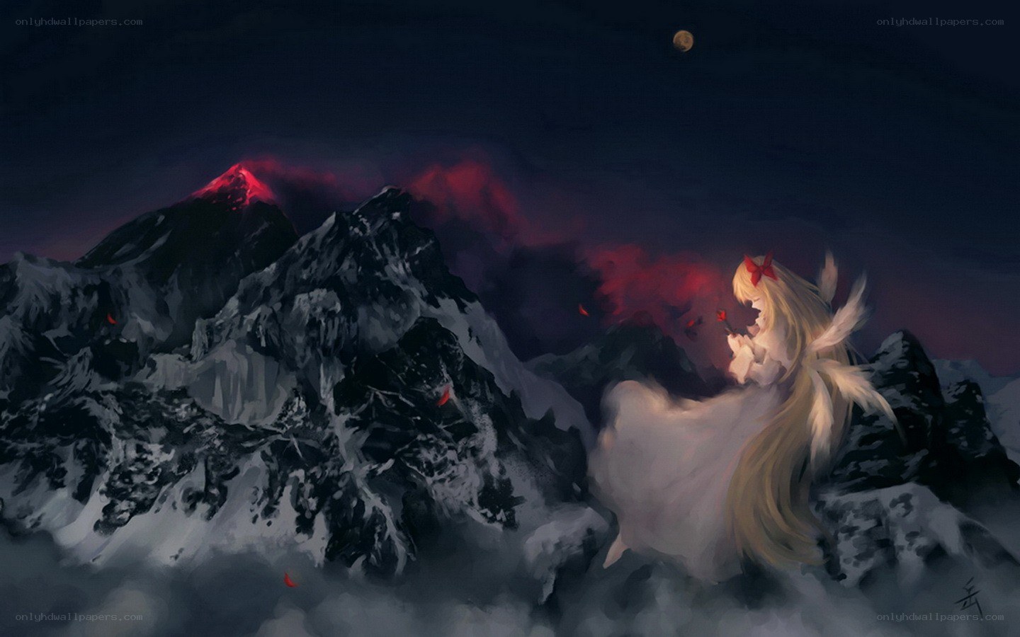 Angel on a snowy mountain