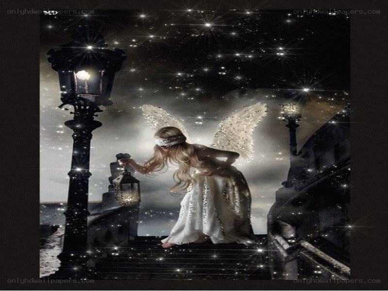Angel on a starlit staircase