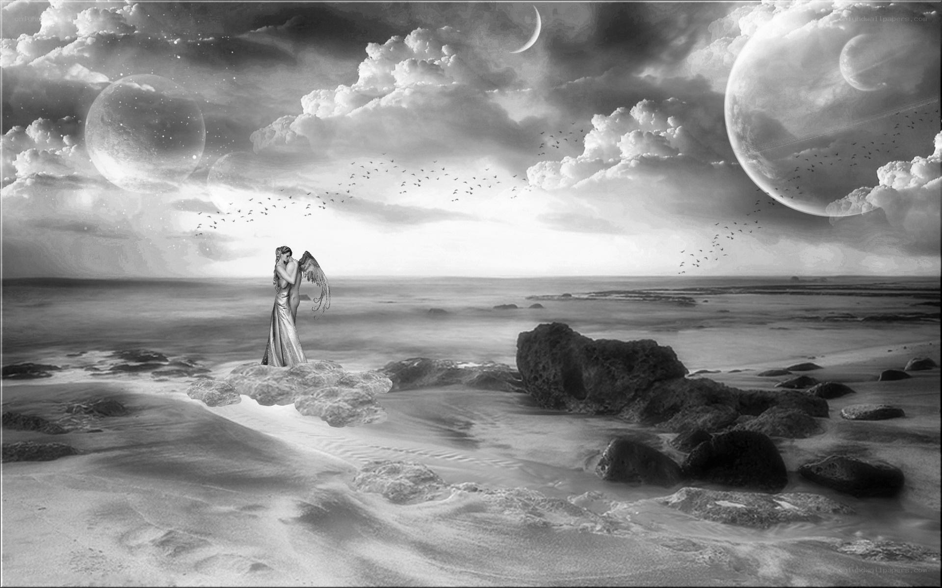 angel on a surreal beach