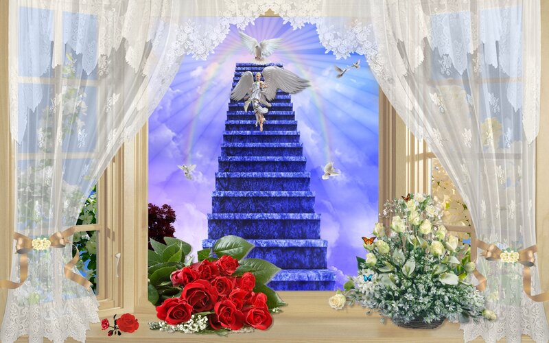 Angel on Blue Staircase