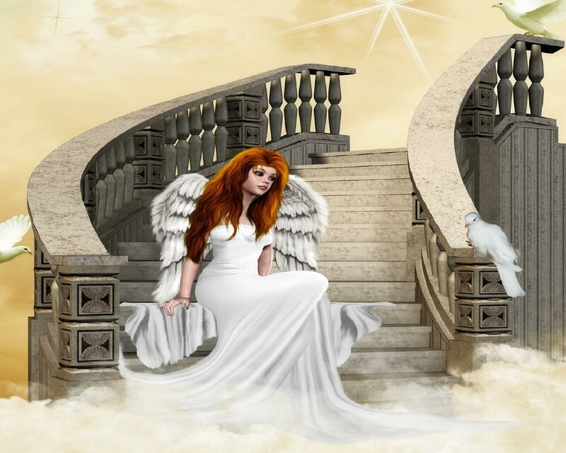 angel on celestial stairs