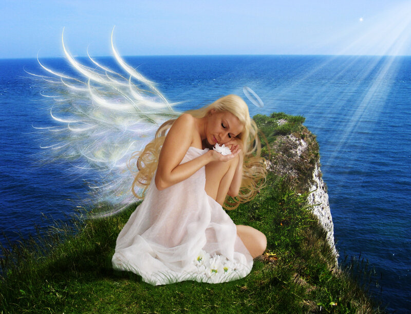 Angel on Cliff Edge — Blue