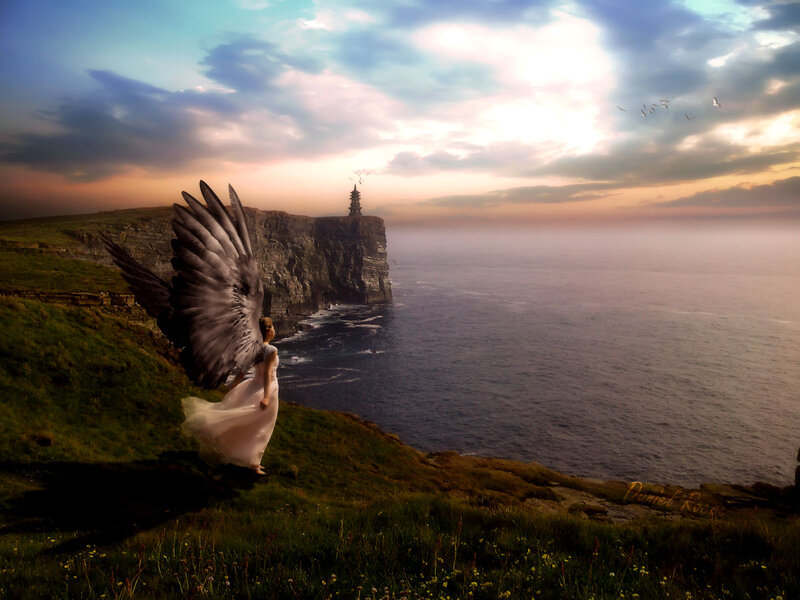 Angel on Cliff Edge — Green