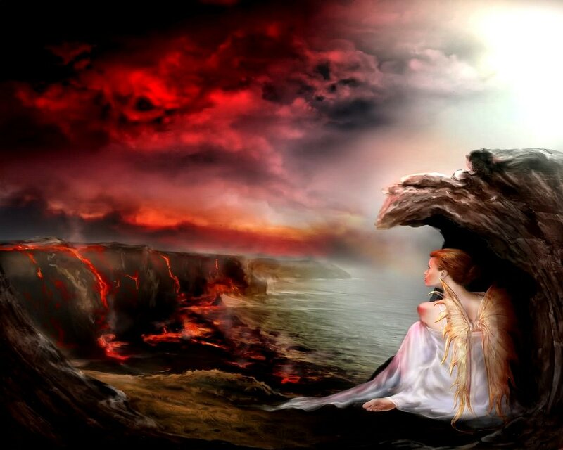 Angel on Cliff Edge — Red