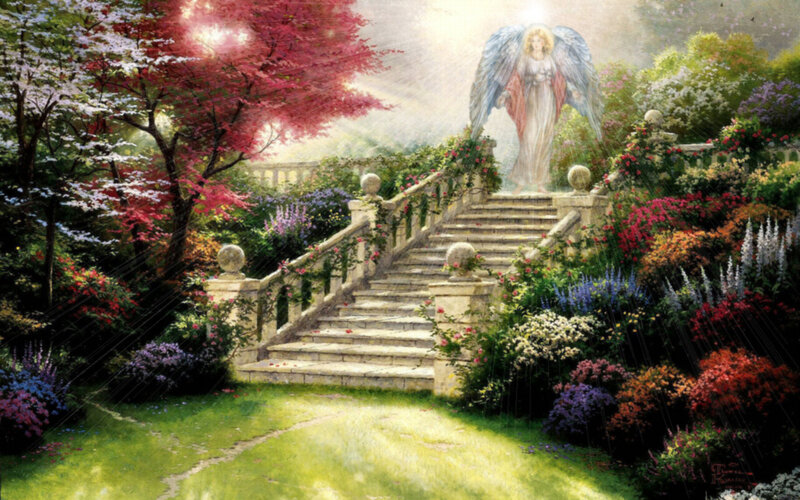 Angel on Garden Stairs