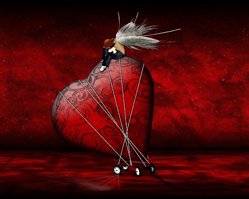 Angel on Heart Cart — Red