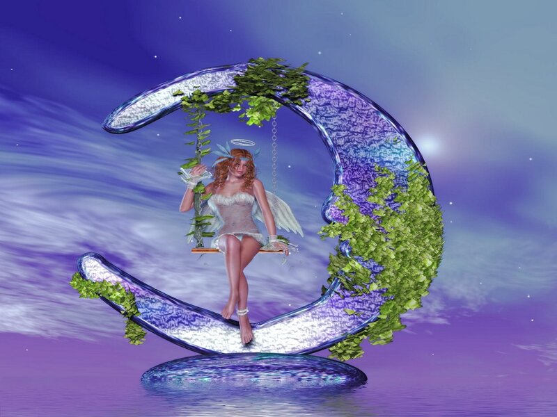 Angel on Moon Swing — Purple
