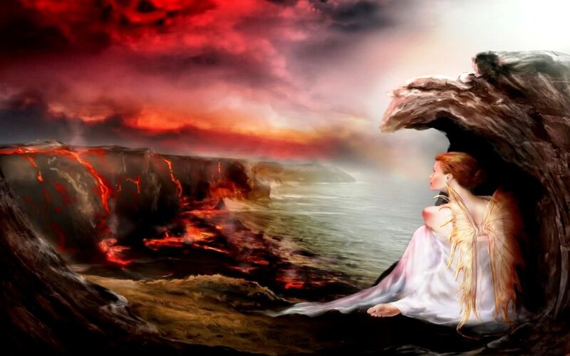 Angel on Rocky Shore — Red