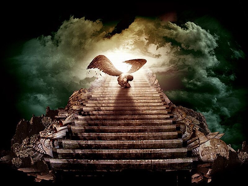 Angel on Stone Stairs — Brown