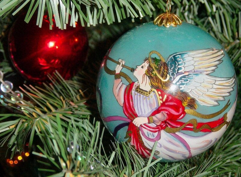 Angel ornament on Christmas tree
