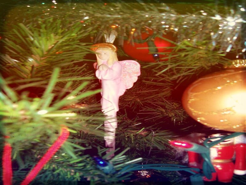 Angel Ornament on Tree — Green, Festive, Night
