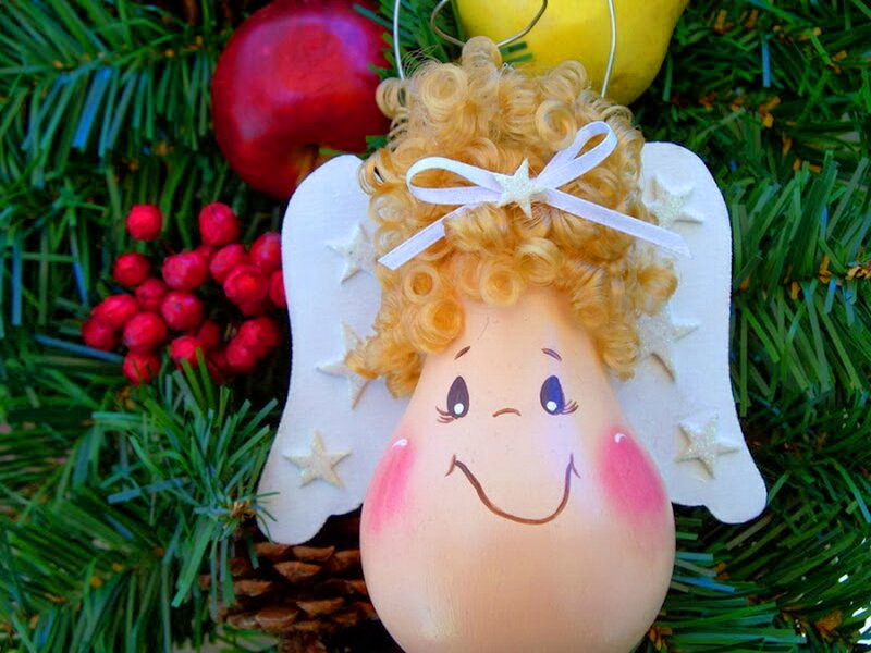 Angel Ornament on Tree — Green, Festive, Winter