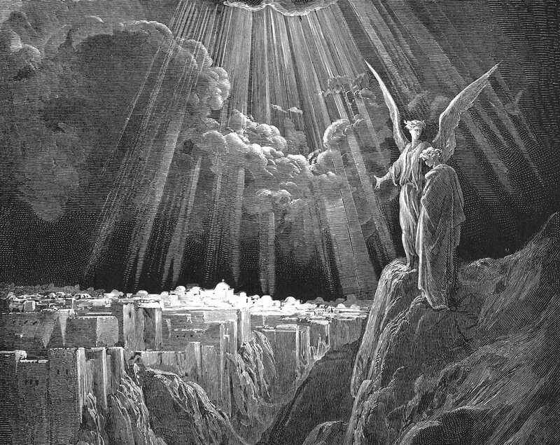 Angel overlooking a city