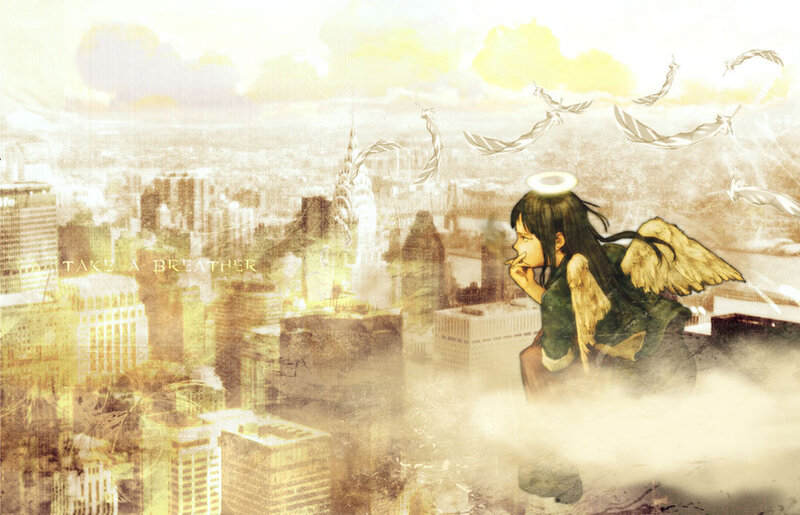 angel overlooking cityscape