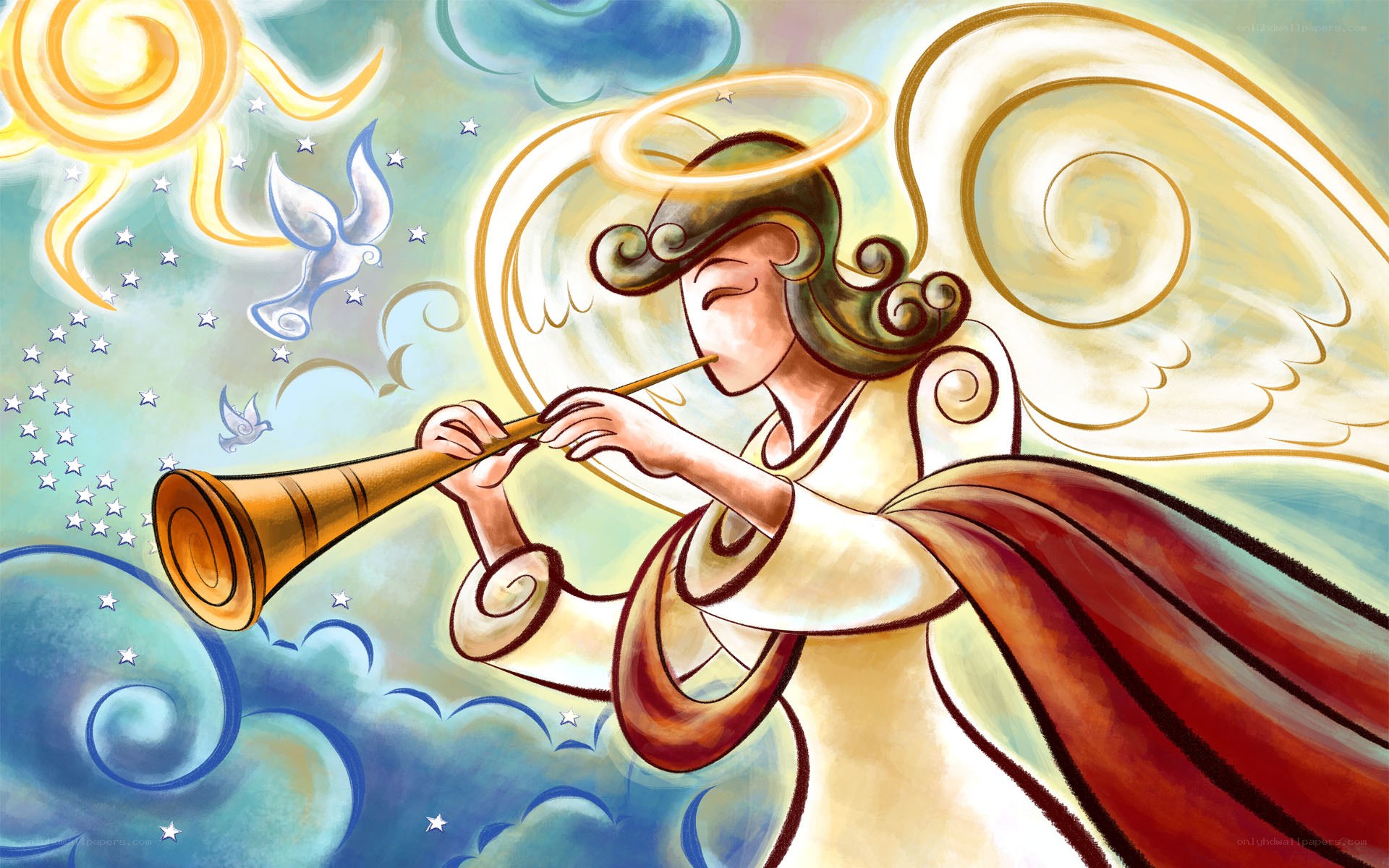 Angel playing a trumpet