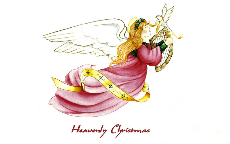 Angel Playing Harp — Pink