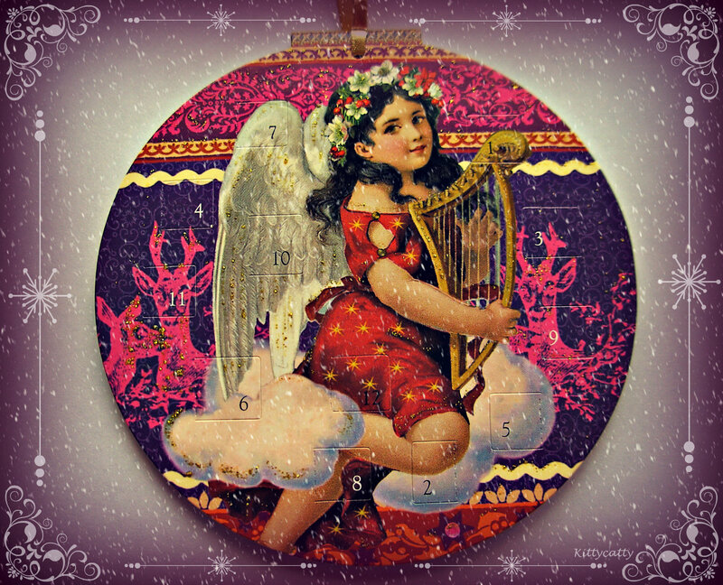 Angel Playing Harp — Red