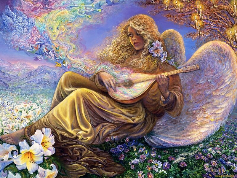 Angel Playing Lute — Purple