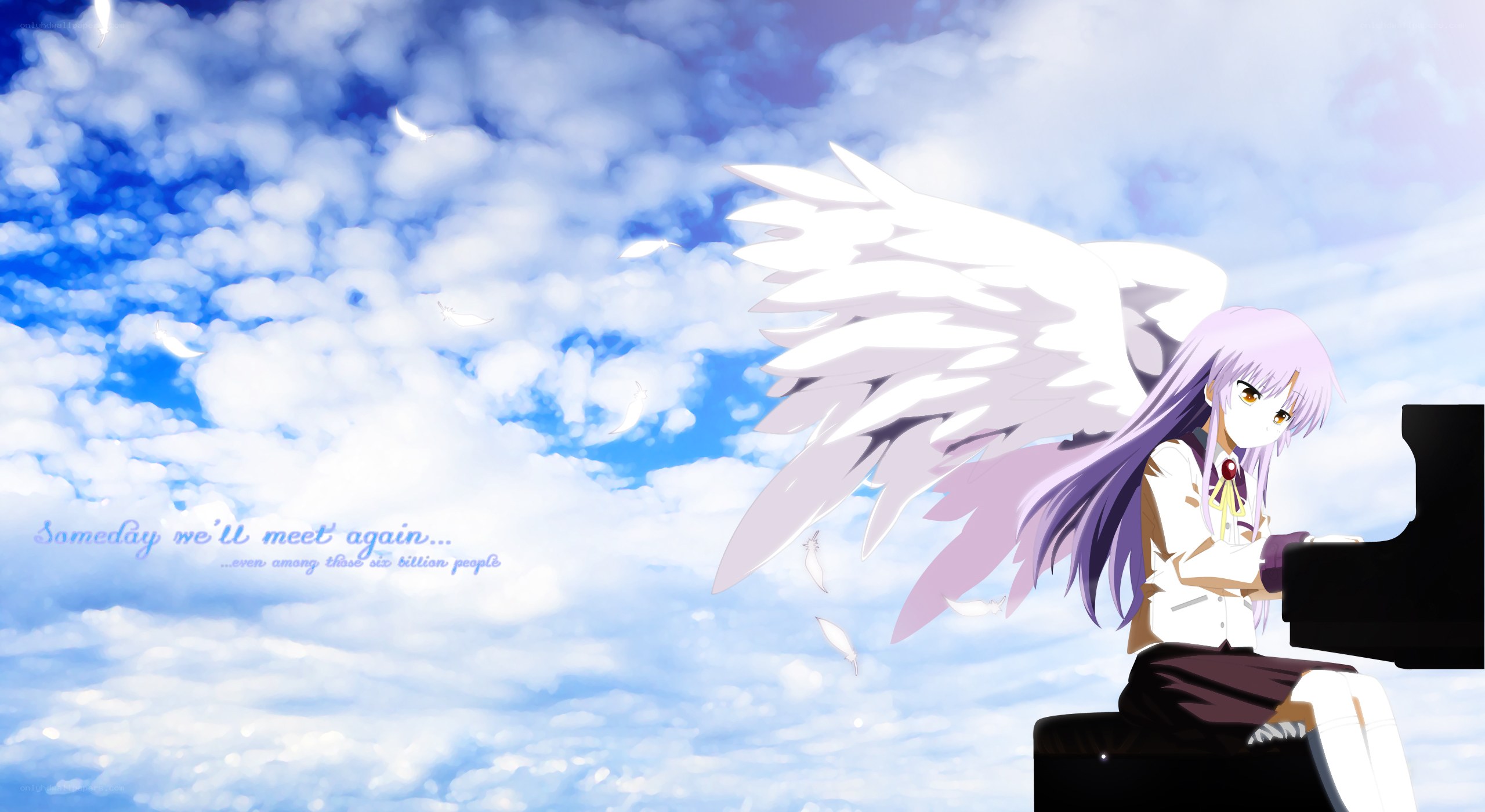 angel playing piano in sky