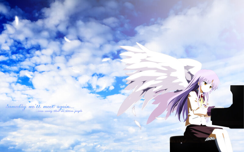 angel playing piano in sky