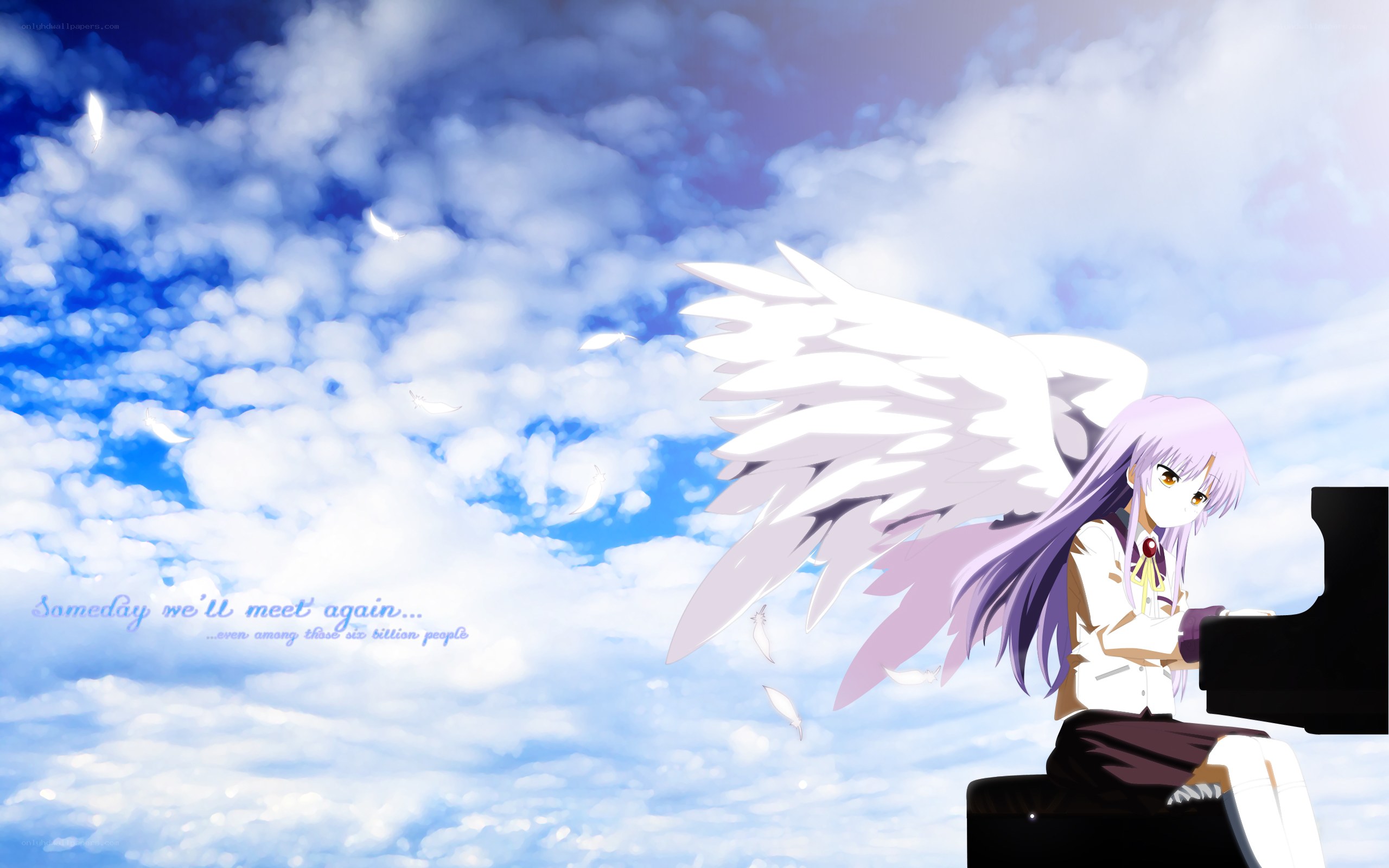 angel playing piano in sky