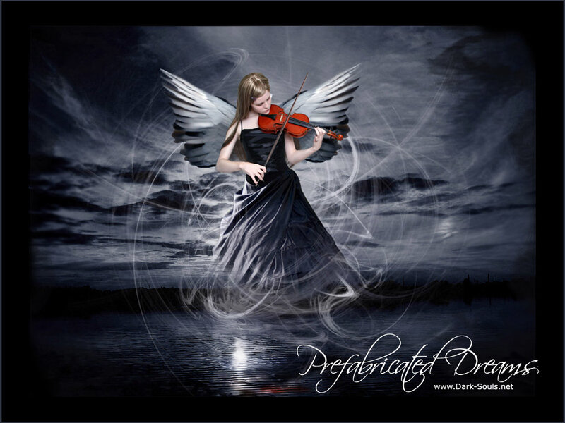 Angel Playing Violin — Black