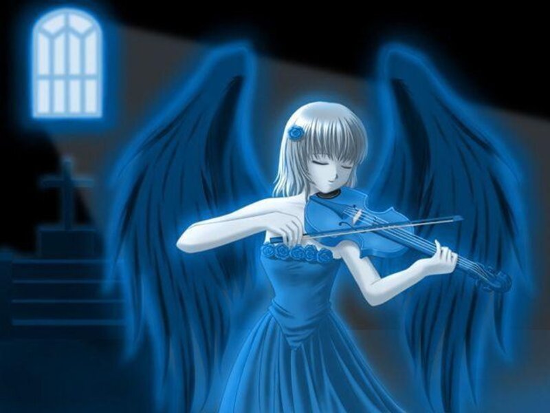 Angel Playing Violin — Blue, Serene