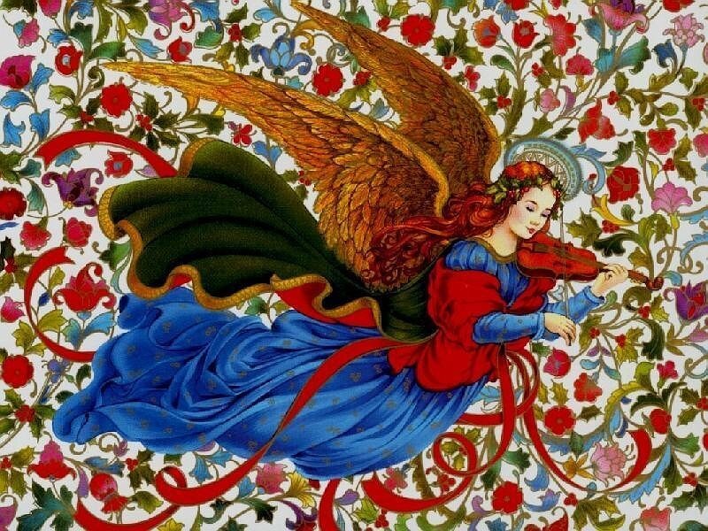 Angel Playing Violin — Blue