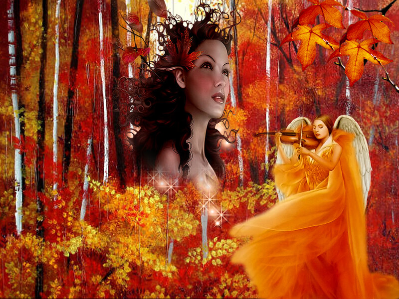 Angel Playing Violin — Orange
