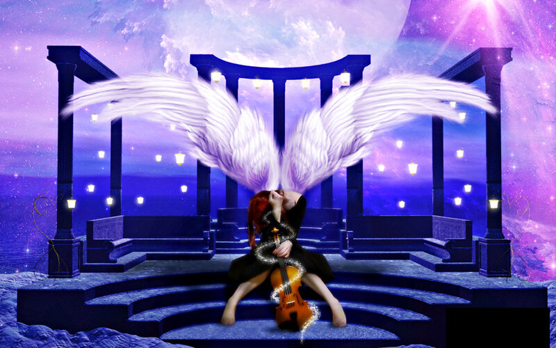 Angel Playing Violin — Purple, Ethereal