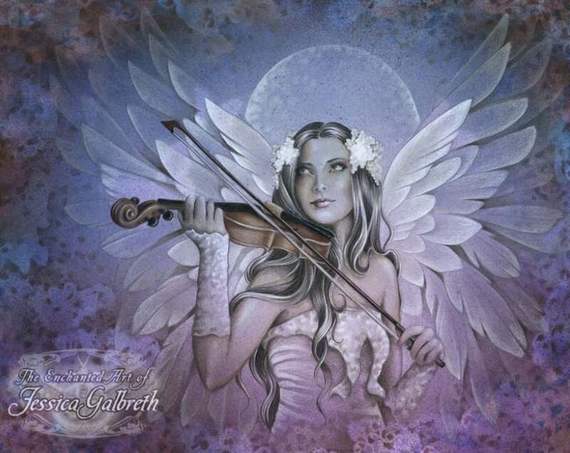 Angel Playing Violin — Purple, Serene