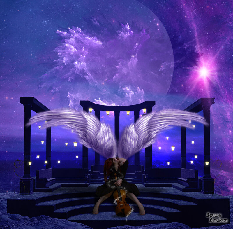 Angel Playing Violin — Purple