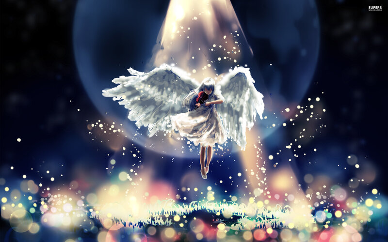 Angel Playing Violin — White