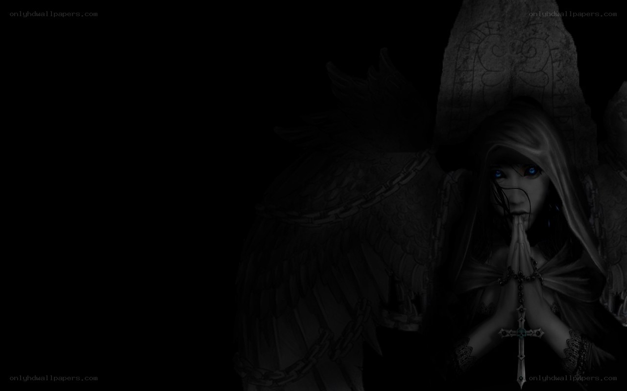 angel praying in darkness