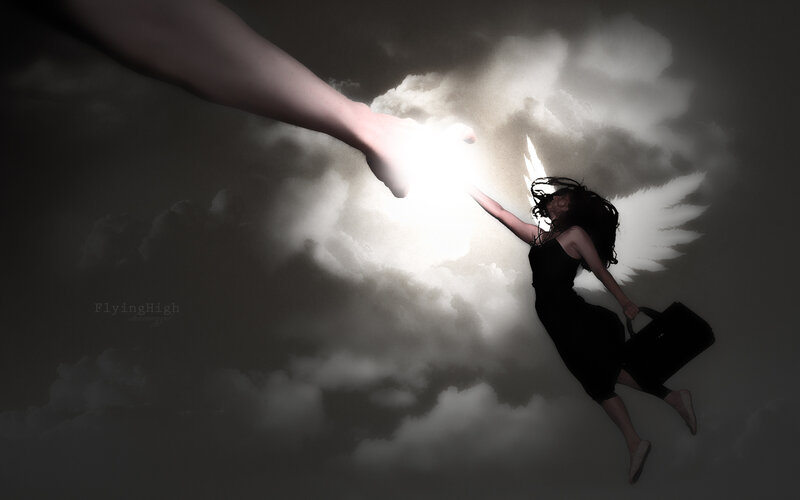 angel reaching for light