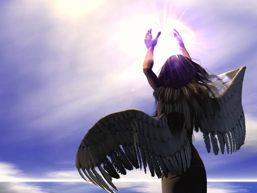 angel reaching for the sun