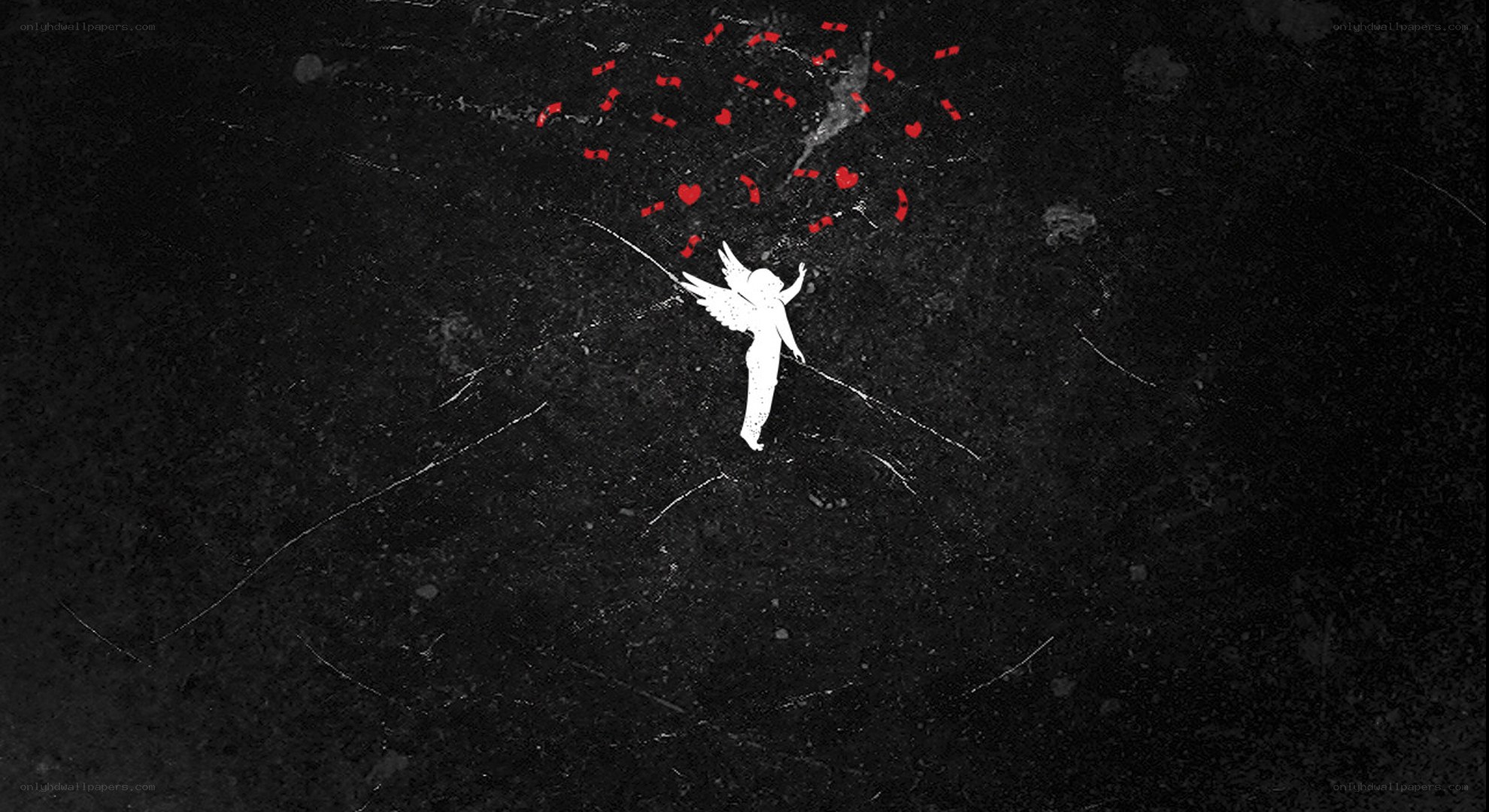 angel releasing red hearts